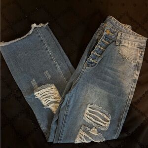 Distressed Blue Jeans